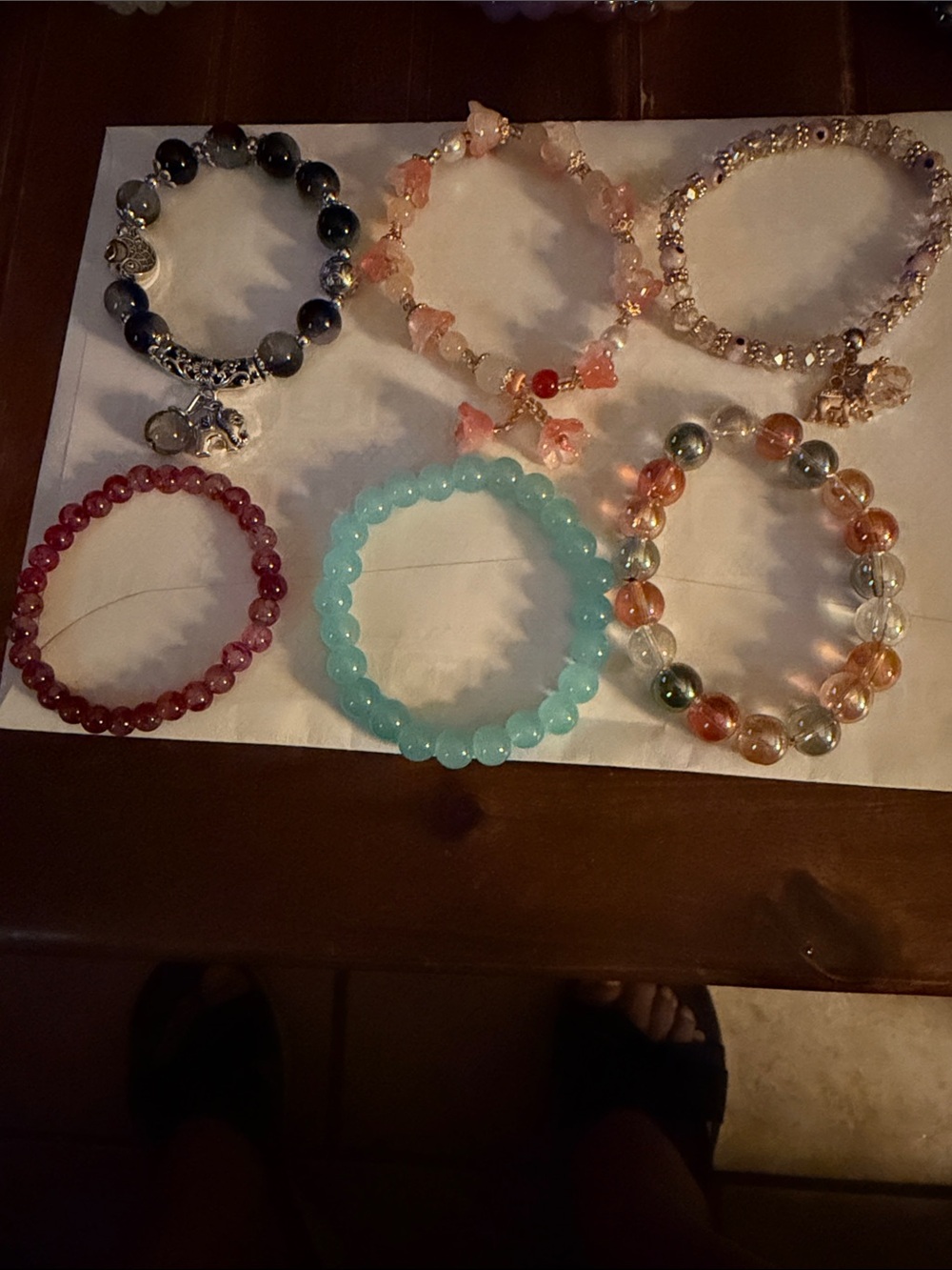 Set of 6 Beaded Stretch Bracelets - Assorted Colors#4